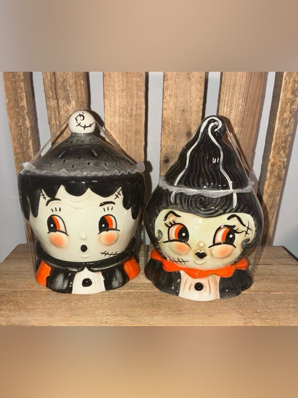 Halloween Johanna Parker Frankie Critter Ceramic Jars Set